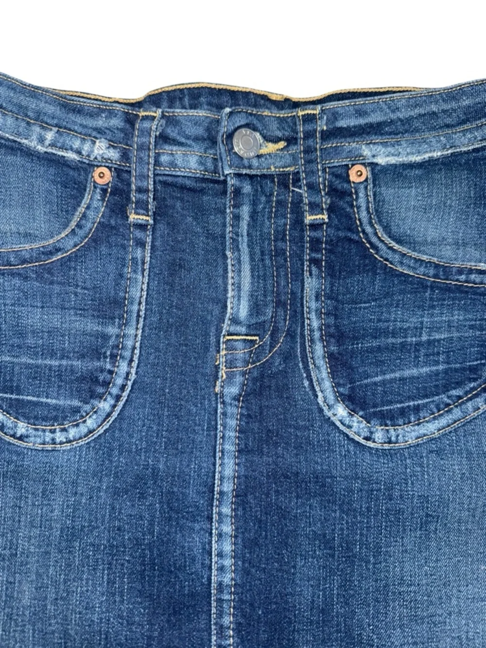 Hudson Jeans Dark Blue Denim Y2K Vintage Mini Skirt with Raw Hem